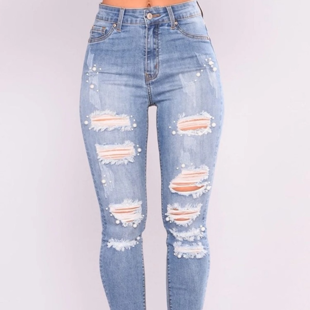 pearl high waisted distressed skinny jeans